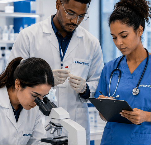 Biomédicos, farmacêuticos, enfermeiros e técnicos